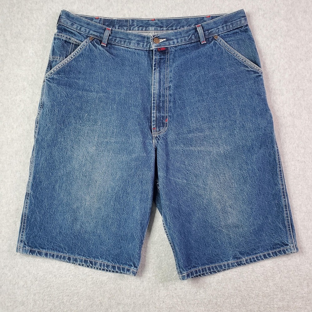 Cross Colours Denim Shorts Mens 38 Carpenter Utility Embroidered Pocket Retro 90